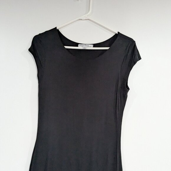 Velvet Torch Scoop Neck Short Sleeve Dress LBD Black Size Medium - Picture 2 of 4